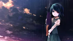 Sad Anime Girl With Heterochromia Wallpaper