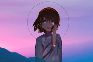 Sad Anime Wiping Tears Aesthetic Wallpaper