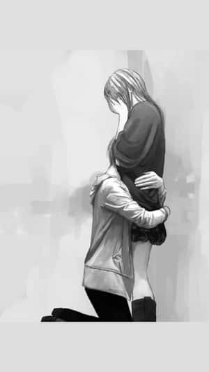 Sad Couple Anime Black And White Wallpaper