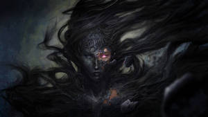 Sad Demon Girl With Dark Cover Wallpaper