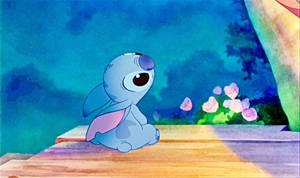 Sad Lilo Stitch Sitting Wallpaper