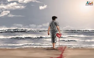 Sad Love Boy With Heart Wallpaper