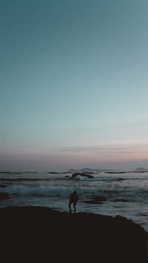 Sad Vibes Man Beach Sunset Wallpaper