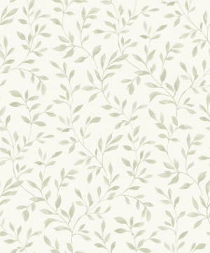 Sage Green Leaves Pattern Wallpaper