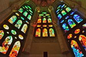 Sagrada Familia Tall Stained Glass Wallpaper