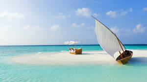 Sail Boat White Beach Wallpaper