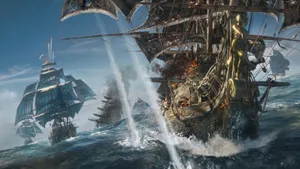 Sailing Ship Skull & Bones Wallpaper