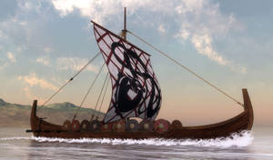 Sailing Viking Ship Graphics Wallpaper