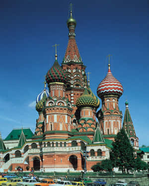 Saint Basil's Cathedral Orange And Green Paint Wallpaper