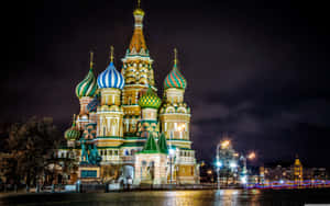 Saint Basils Cathedral Evening Street View Wallpaper