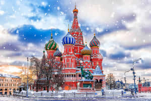 Saint Basils Cathedral On A Snowy Day Wallpaper
