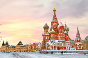 Saint Basils Cathedral With Snow Wallpaper