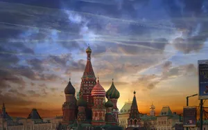 Saint Basils Cathedral With Sunset Sky Wallpaper