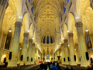 Saint Patrick's Cathedral Evening Interior Wallpaper
