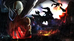 Saitama From The Popular Anime “one Punch Man” Wallpaper
