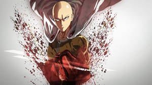 Saitama Unveils His Superhero Power In One Punch Man Wallpaper