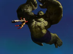 Saitama Versus Hulk Wallpaper