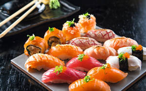 Salmon And Sushi Platter Wallpaper