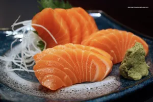 Salmon Sashimi With Wasabi Wallpaper