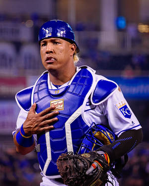 Salvador Perez Patting Armor Wallpaper