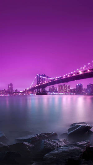 Samsung Mobile Purple Manhattan Bridge Wallpaper