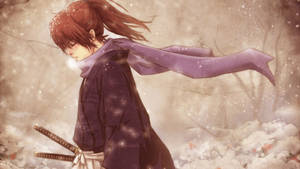 Samurai X Kenshin Himura In Snow Wallpaper