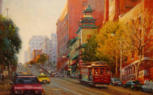 San Francisco City Road Painting Hd Wallpaper