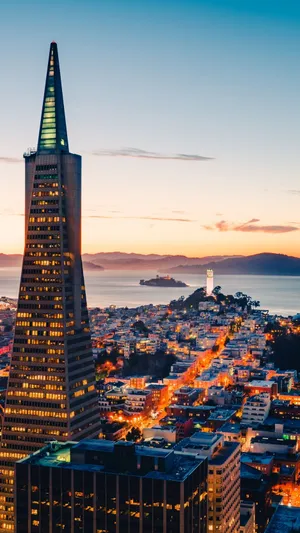 San Francisco Phone Transamerica Pyramid Lights Wallpaper