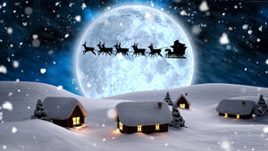 Santa Sleigh Winter Landscape Wallpaper