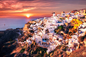 Santorini Beautiful Sunset Wallpaper