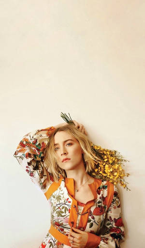 Saoirse Ronan Yellow Flowers Wallpaper