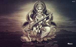 Saraswati Mata Hindu Goddess With Goose Wallpaper