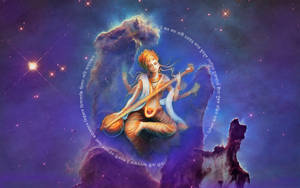 Saraswati Mata In Space Wallpaper