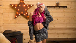 Sasha Banks In A Hot Pink Top Matching Her Hair Wallpaper