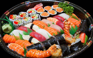 Sashimi And Maki Round Platter Wallpaper