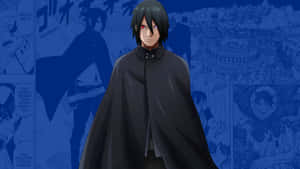 Sasuke Black Cape Blue Canvas Art Manga Wallpaper