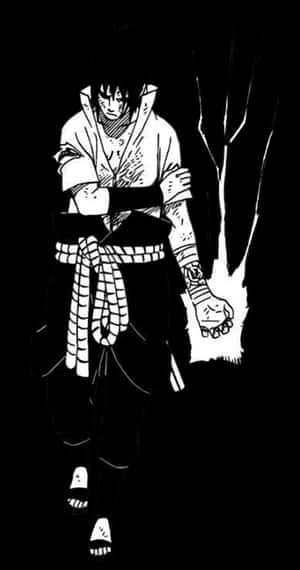 Sasuke Manga Black Sketch White Canvas Wallpaper