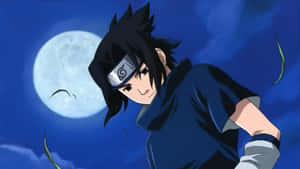 Sasuke On Blue Night Moon Wallpaper