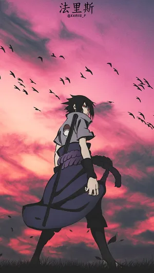 Sasuke Pink Sky Mobile Manga Wallpaper