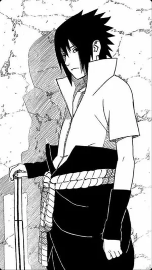 Sasuke_ Uchiha_ Manga_ Artwork_ B W Wallpaper