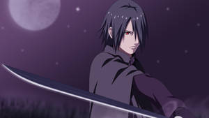 Sasuke Uchiha, Prepared For Battle With His Ninja Blade. Wallpaper