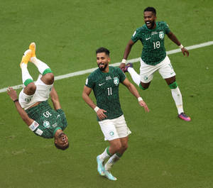 Saudi Arabia National Football Team Upset Win Wallpaper