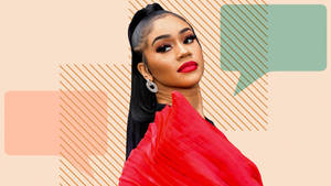 Saweetie In Red Lipstick Wallpaper