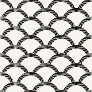 Scallops Pattern Black And White Wallpaper