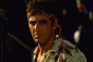Scarface Tony Montana In Red Headwrap Wallpaper
