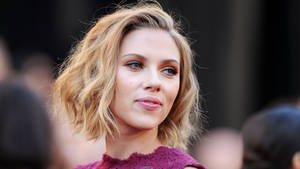 Scarlett Johansson In Purple Dress Hollywood Actress Hd Wallpaper