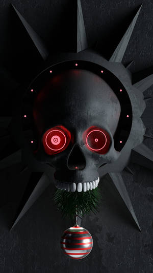 Scary Christmas With A Skull Ornament Wallpaper