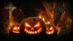 Scary Halloween Evil Pumpkins Wallpaper