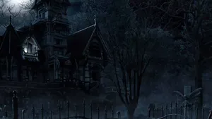 Scary Halloween Haunted Mansion In Dark Wallpaper
