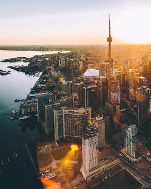 Scenic Aerial Cityscape At Twilight Wallpaper